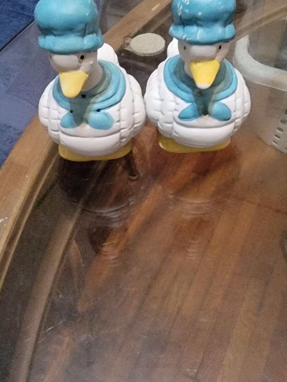 Blue and White Duck Figurine Salt and Pepper Shaker Set -